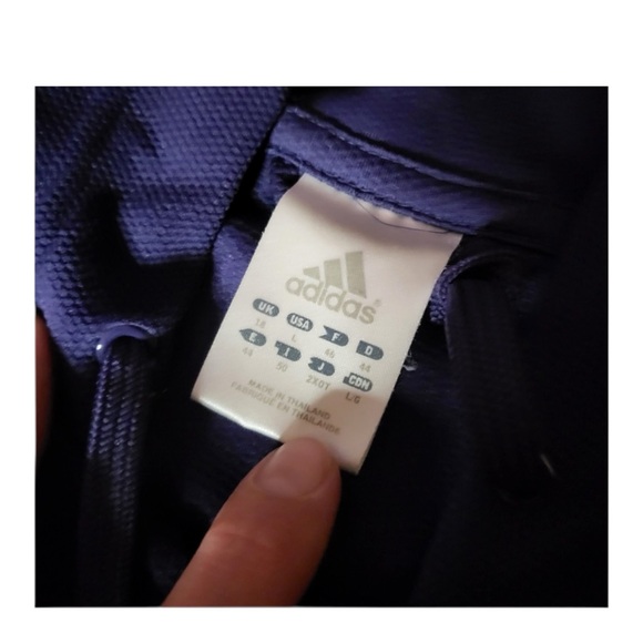 Adidas Hooded Track Jacket Large | Plum Purple 3 Stripe Zip Athletic Hoodie - Picture 4 of 5